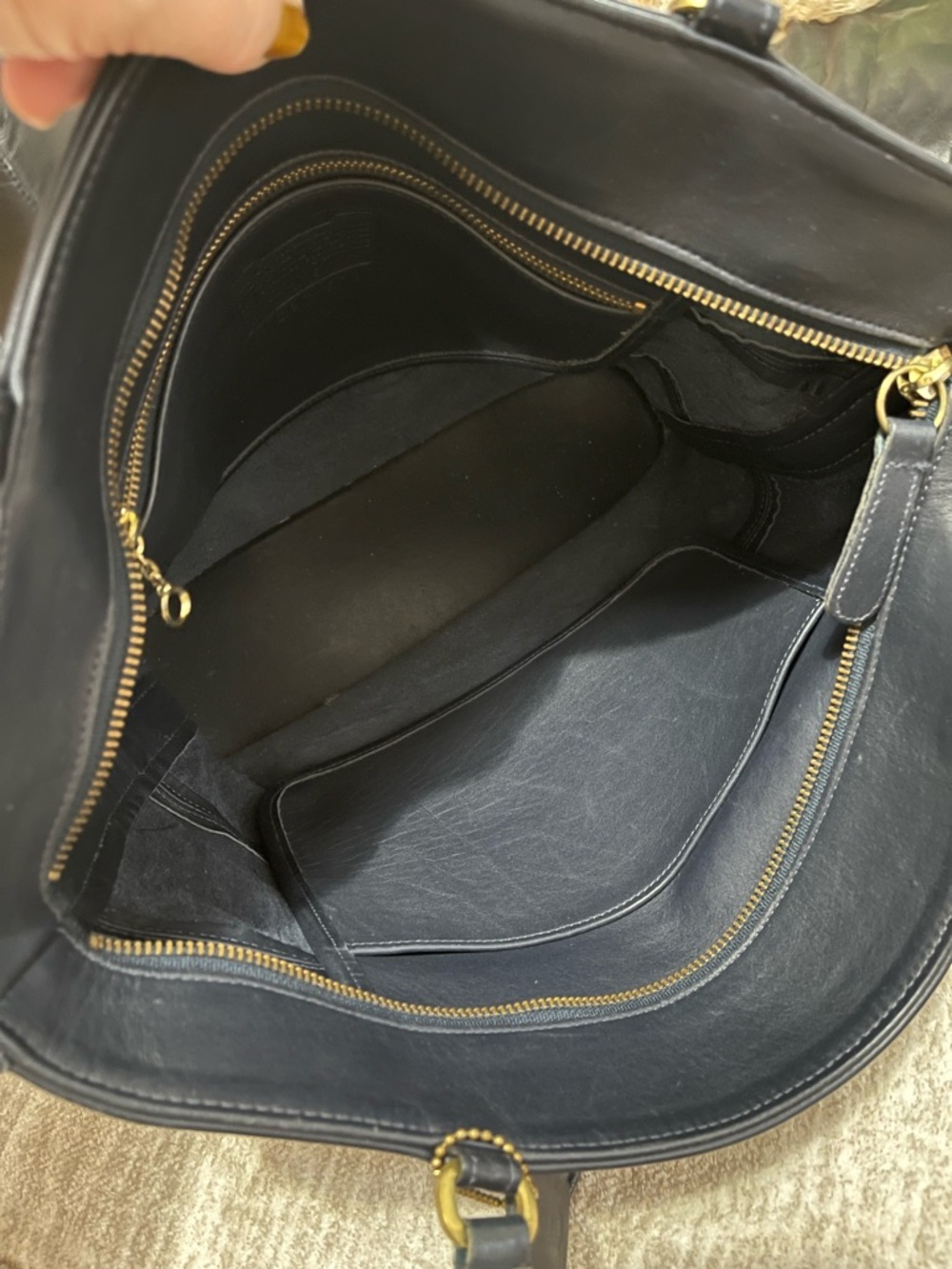 Coach RARE navy Leather Double-Handle Tote - Picture 5 of 13